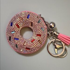 Crystal Pink Donut Keychain Tassel Bag Charm